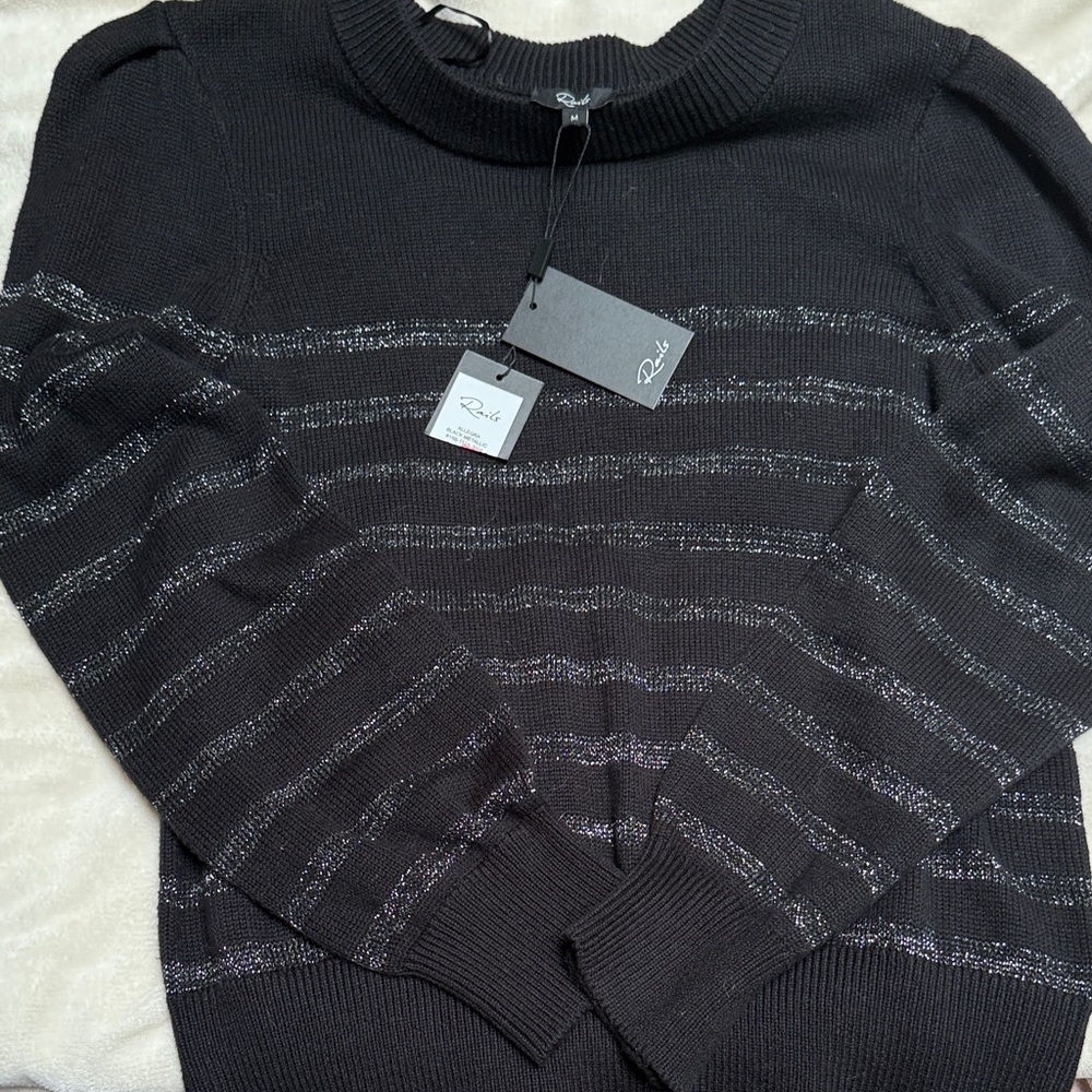 Rails Black and Silver Striped Sweater
